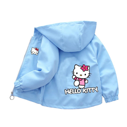 Sanrio kuromi Children Girls Hooded Jacket Coat 2026 Autumn Baby Boy Cartoon Cars Long Sleeve Casual Clothing Kids Outerwear