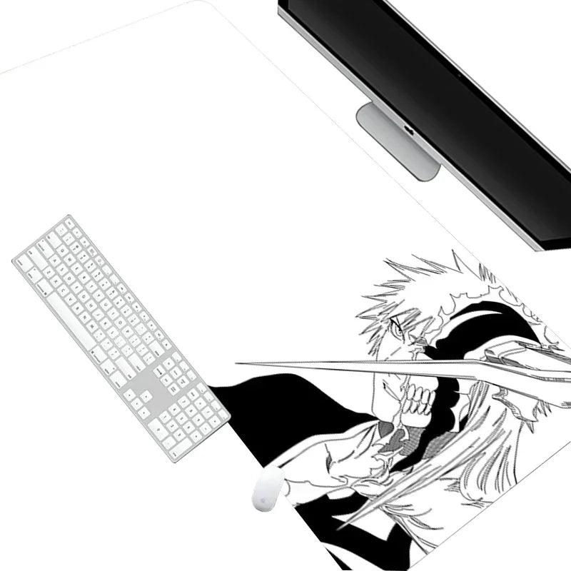 White Mouse Pad Anime Large Mousepad Bleach Manga Panel Laptop Office Shounen Rubber Soft Table Mat Pc Gaming Non-Slip Carpet