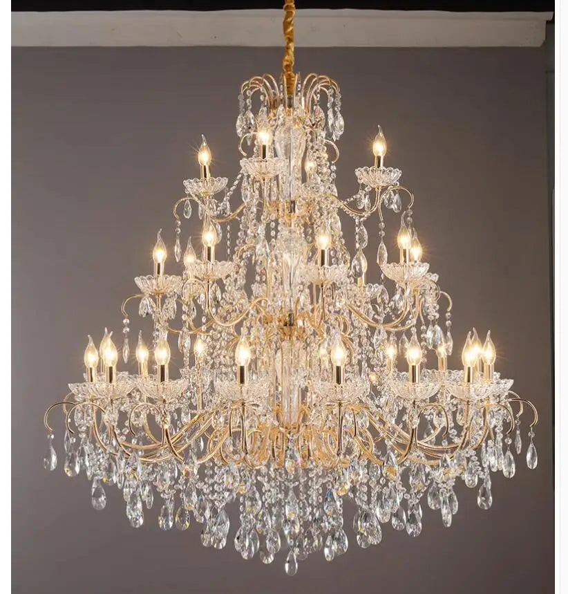 Modern Crystal Chandelier Hanging Light Candle Style Crystal Lighting Living Room Bedroom Lobby Lustres Fixtures Home Decoration