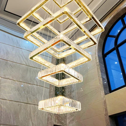 Modern Home Decoration Crystal Chandelier Stair Pendant Lamp Living Room Pendant Lights Indoor Lighting
