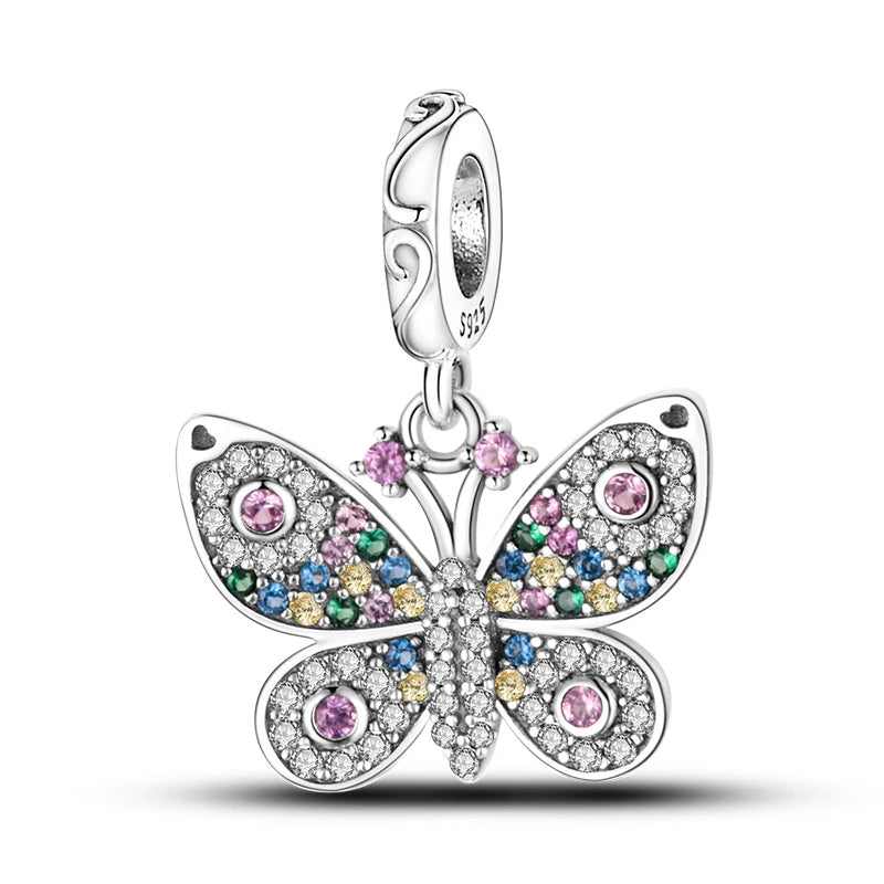 Disney Plata De Ley 925 Silver Charm Monster Activity Flowers Pendant Beads Original Women Bracelets Bangles DIY Jewelry Gift