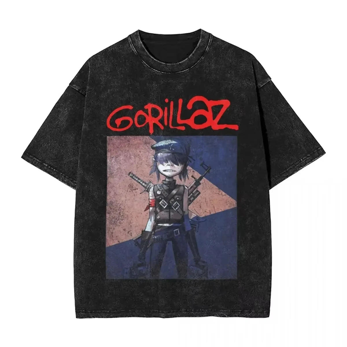 Washed T Shirts Gorillaz Geep Logo Hip Hop T-Shirt Street Music Band Punk Rock Y2K Streetwear Short Sleeve Tops Tees Men Women