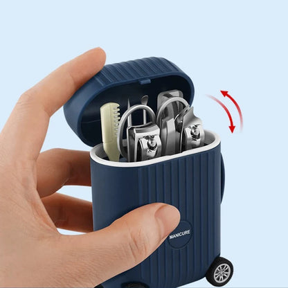 Mini Suitcase Nail Clippers Set Stainless Steel Nail Care Tool Makeup Grooming Gift Kit Portable Beauty Care Accessories