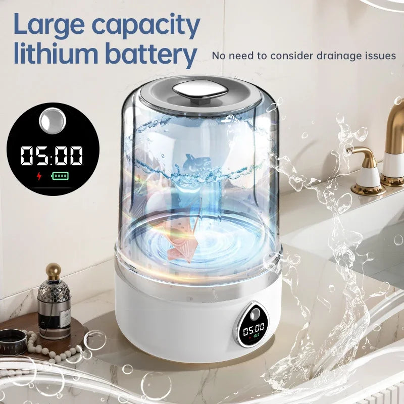 TINSOL New Mini Portable Washing Machine USB Charging Support Silent Fully Automatic Wash Essential for Dorms and Travel