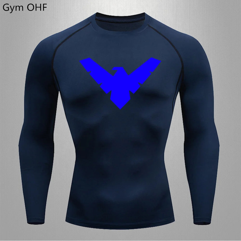 Compression Nightwing Print Tops For Men T Shirt Rashguard Jiu Jitsu Gym Fitness Running Train   ing Shirts Jersey Short Sleeved