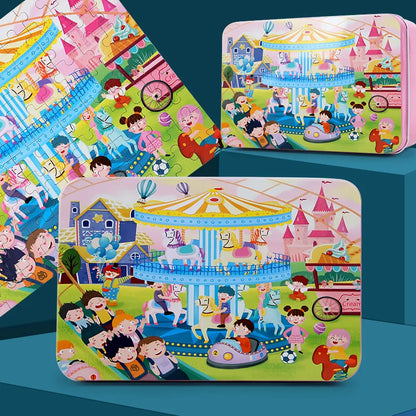 100 Pieces Puzzles for Kids Cartoon Animal Dinosaur Jigsaw Puzzle Montessori Games Children Educational Toys for Boys Girls