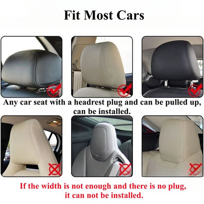 Adjustable Car Headrest Pillow Multi-use Car Neck Pillow for Driving Seat Head Support with Hidden Hook and Tablet Phone Holder