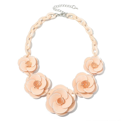 Blucome 2022 New Acrylic Flower Shape Necklace Female Exaggerated Clavicle Sweater Necklace Unique Women Girls Pendant  Jewelry