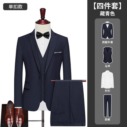 Men's Big Size Suit Set Professional Business Wedding Groom Office Team Uniform Summer Formal Suit