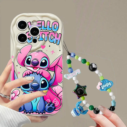 Cute Y2K Stitch with Strap Lanyard Chain Case for Iphone 6 6S 7 8 Plus SE 2022 11 12 13 Pro X XR XS Max 13 Pro Max Fashion Cover