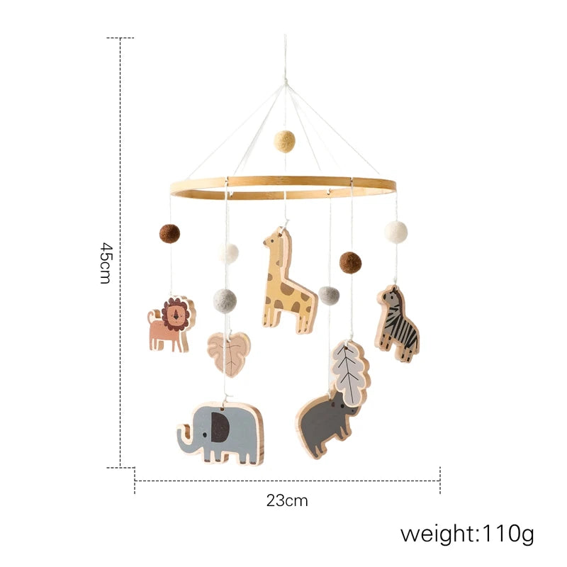 Baby Soft Felt Cartoon Wool Ball Seashell Rattles Hanging Bed Bell Newborn Mobile Crib Wooden Bracket Montessori Education Toys