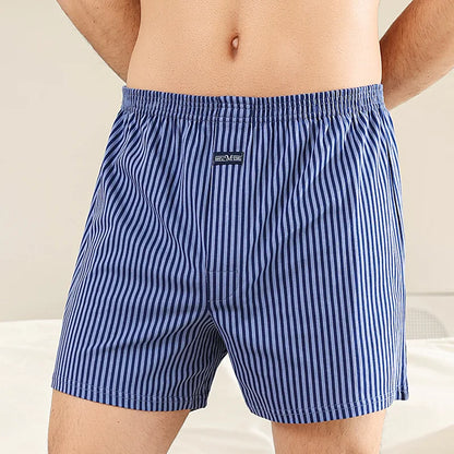 Plus Size Aro Pants Men's Pure Cotton Stripe Underwear Youth High Waist Loose Flat Corner Pants Breathable Casual Trousers M-3XL