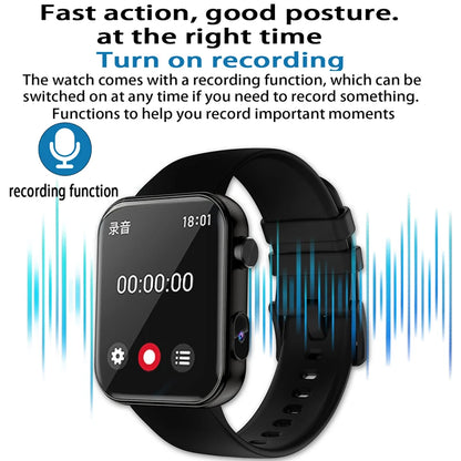 Smart Watch Women Men sound recording Camera Take Photo Record Video Watches Sport Waterproof Bluetooth Call Smartwatch 2025 New