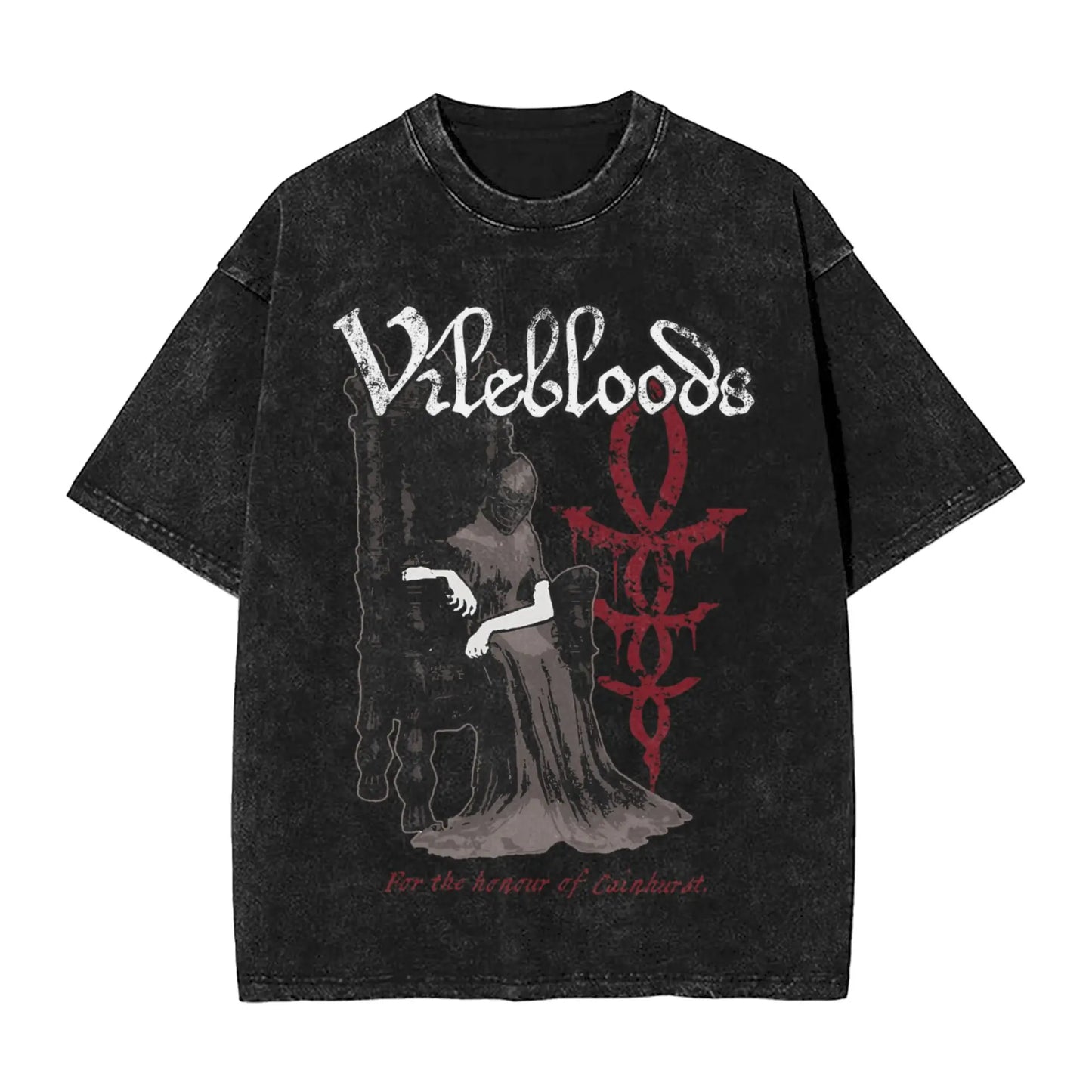 Bloodborne Darks Souls Washed T Shirts Streetwear Hip Hop Vintage T-Shirt  Tees Tops for Men Women Cotton Street Graphic Printed