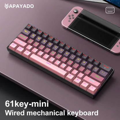 Mechanical keyboard APAYADO Wired Gradient 60% keyboard RGB Backlit 61 Keys gaming accessories Mini Layout for PC/Laptop