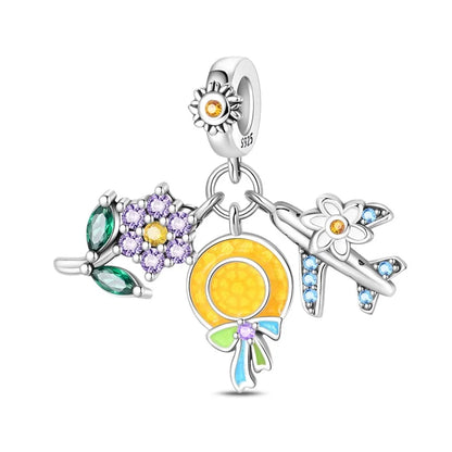 Leisurely 925 Sterling Silver Beach Trip Hawaiian Bikini Surf Coconut Tree Charm Fit DIY Bracelet Necklace Travel Souvenirs