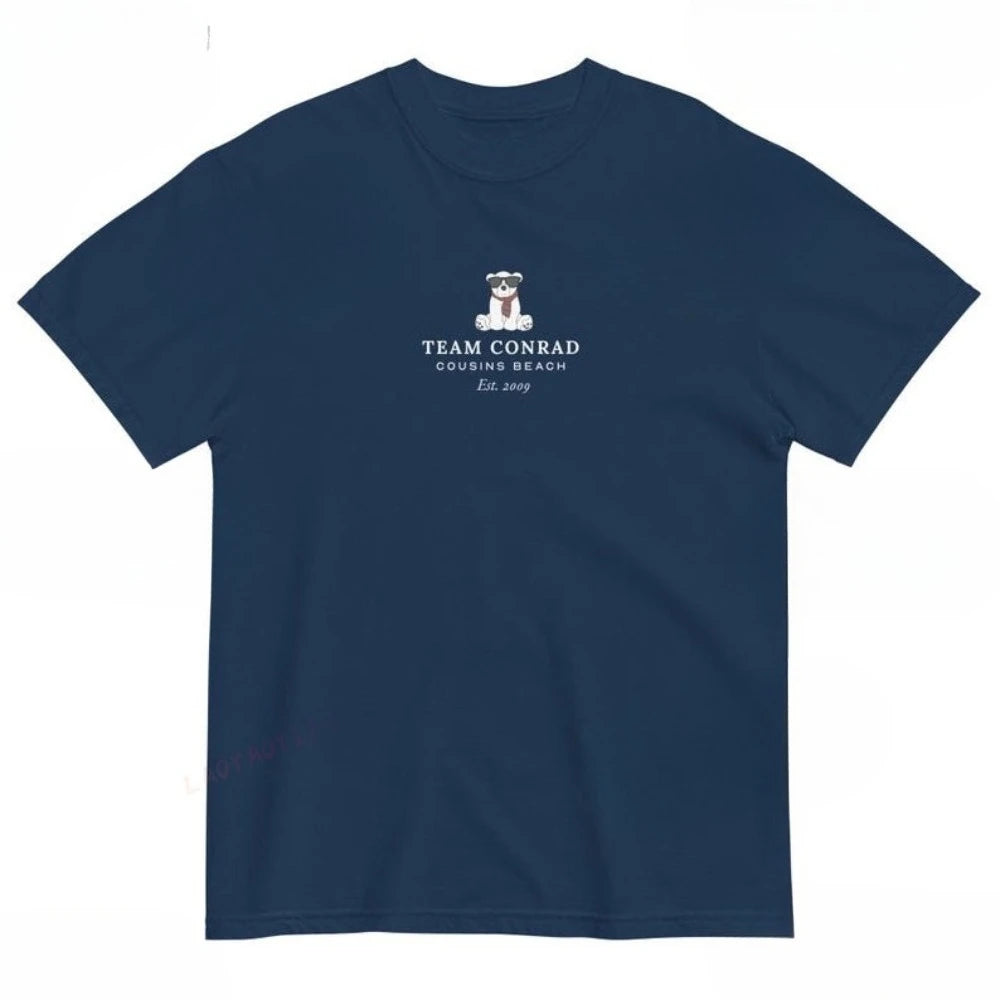 Team Conrad Junior Mint Bear Cousins Beach Est. 2009 Graphic T Shirts The Summer I Turned Pretty 3 Movie Woman Man Cotton Shirt