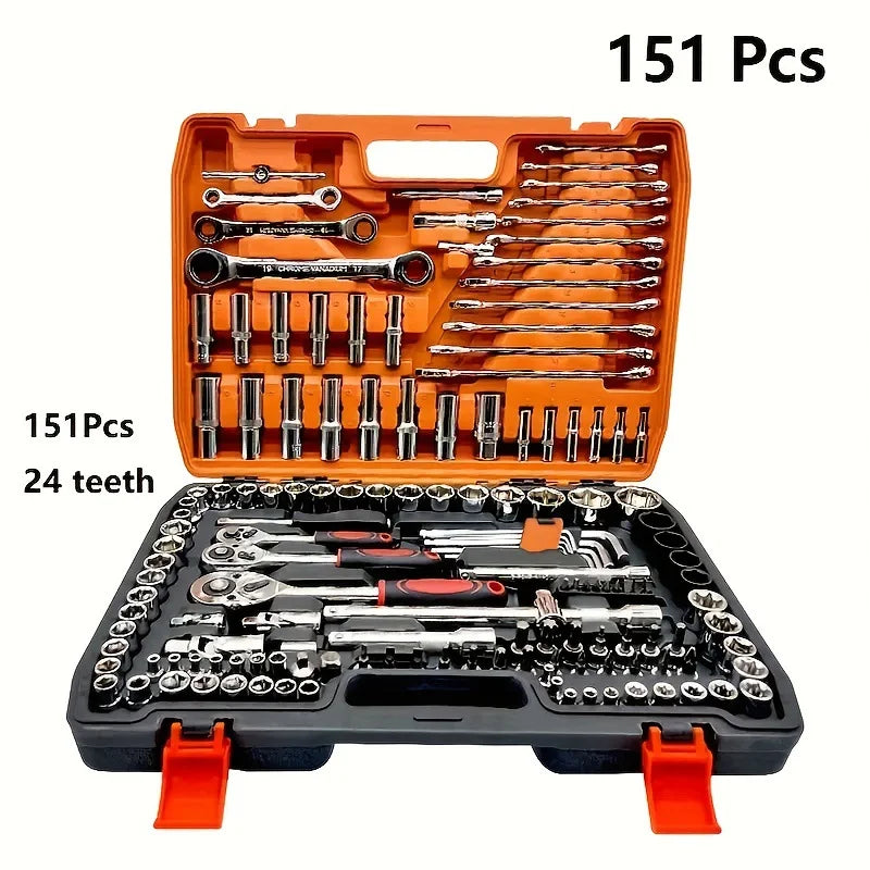 151/46-Piece Premium Automotive Tool Kit or a wet wipe | Ratchet Torque Wrench Ultra-Portable for Auto/Bike/Motorcycle Repair