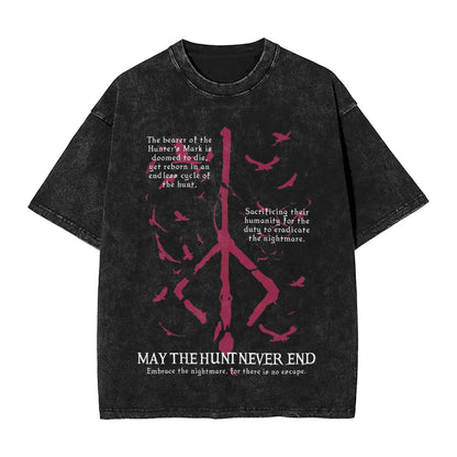 Bloodborne Darks Souls Washed T Shirts Streetwear Hip Hop Vintage T-Shirt  Tees Tops for Men Women Cotton Street Graphic Printed