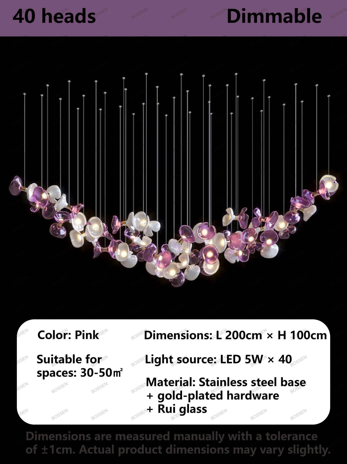 BOSSEN Light Luxury Dimmable Green Crystal Glass Chandelier Pendant Light White Gold Stainless Steel for Living Room decor