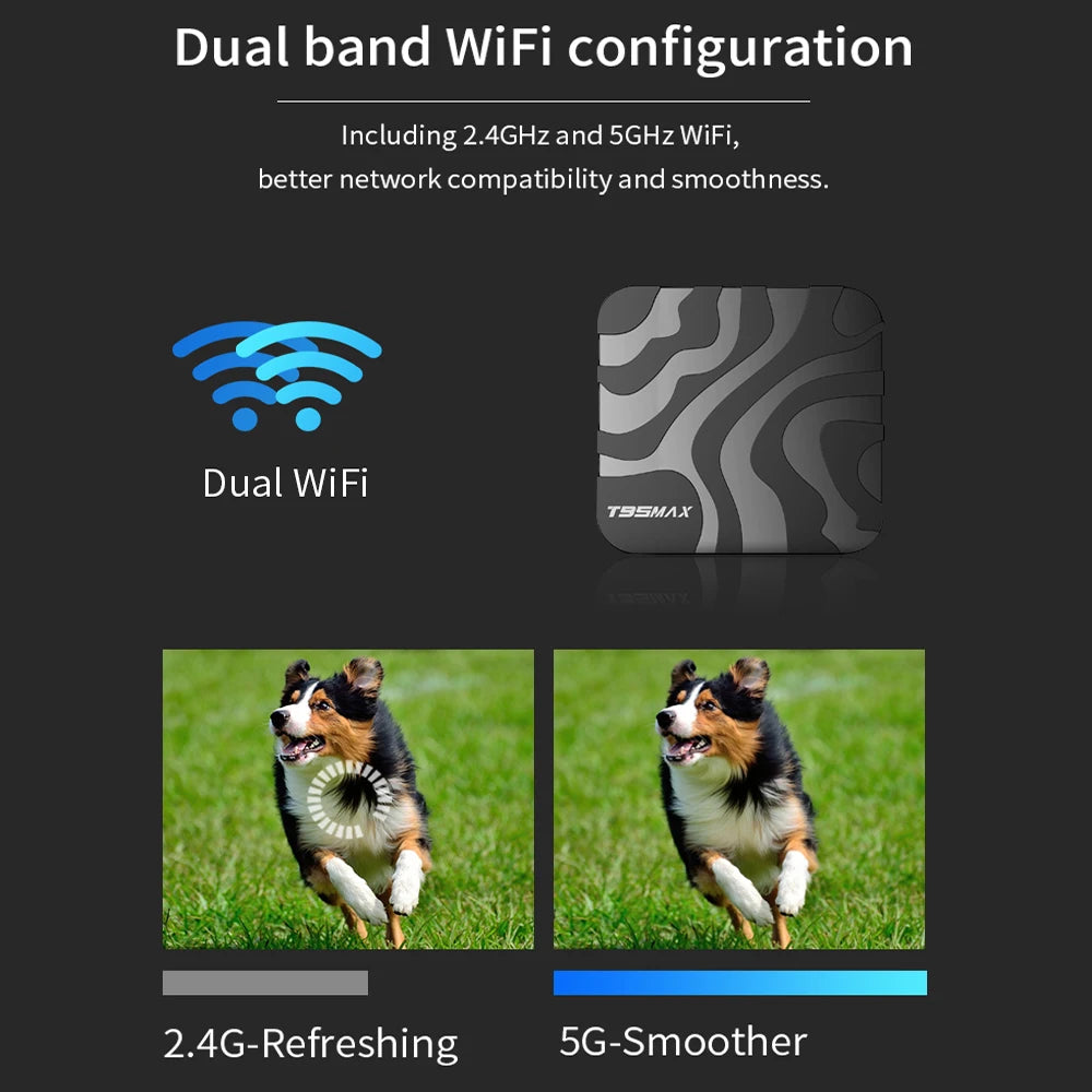 T95 MAX Android 16 Smart TV Box Allwinner H618 64G 128G ROM 2.4G&5G Dual Wifi 4K 8K HDR10+ BT5.0 Voice Media Player Set Top Box