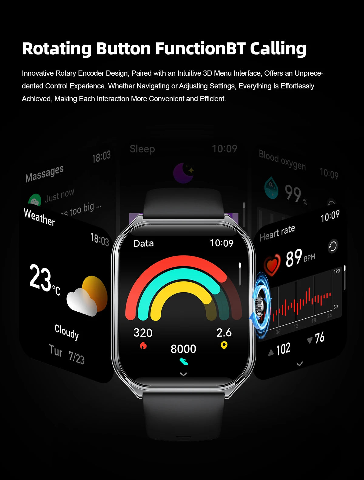 2025 new smart watch, 1.96-inch sports watch, IP67 waterproof, 110+ sports mode, fitness activity tracker, ultra-thin watch.