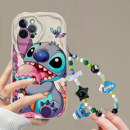 Cute Y2K Stitch with Strap Lanyard Chain Case for Iphone 6 6S 7 8 Plus SE 2022 11 12 13 Pro X XR XS Max 13 Pro Max Fashion Cover