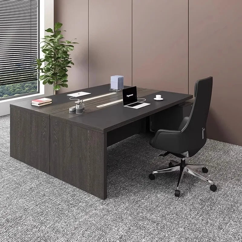 Modern Simple Double Desk For Boss And Staff For Home Office Two People Sitting Opposite-Furniture
