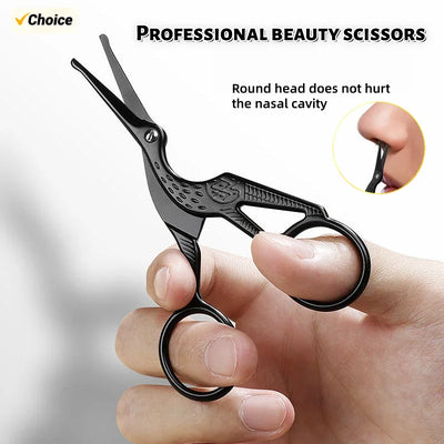 Hair Scissors Professional Beauty Scissors Facial Stainless Steel Mustache Nose Hair Beard Eyebrows Eyelashes Trimming Clippers