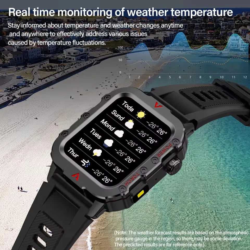 Smart Watch With Flashlight Function, Wireless Calls, Health Monitor，Message Reminders, Suitable For Iphone And Android Phones