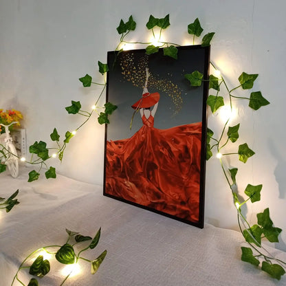 2 Meters LED light string Artificial Green Vine Home christmas  Wedding Bridal garden Hanging green plants party DIY Decoration