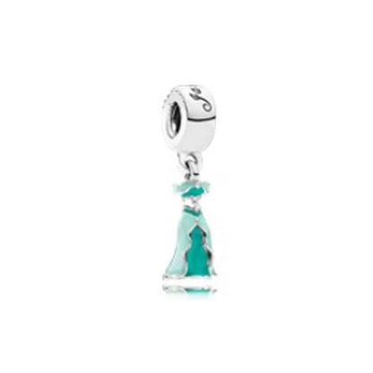 2025 New Disney Beautiful Princess Dress Bead Pendant 925 Silver Suitable for European Original Bracelet DIY Exquisite Jewelry