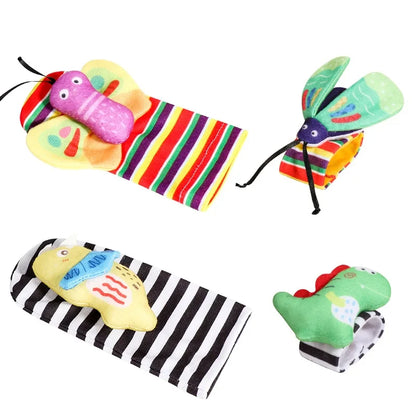 Baby Wrist Rattles Socks Newborn Animal Socks Infants Foot Finder Wrist Strap Baby Socks Sensory Toys Baby Toys 0-12 Months Gift