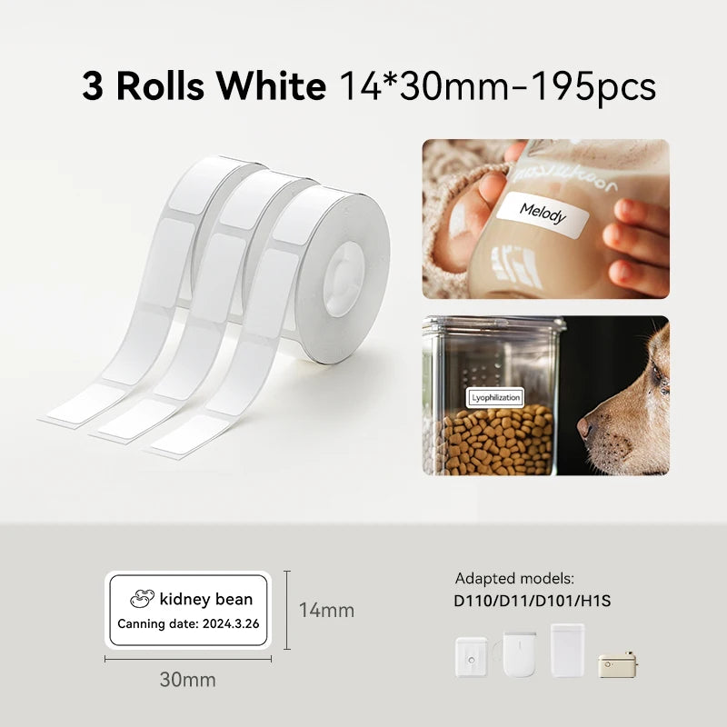 Niimbot Thermal Paper Waferproof White Label Adhesive Sticker Compatible With D11/D110/D101 Printer Label Maker For Home Office