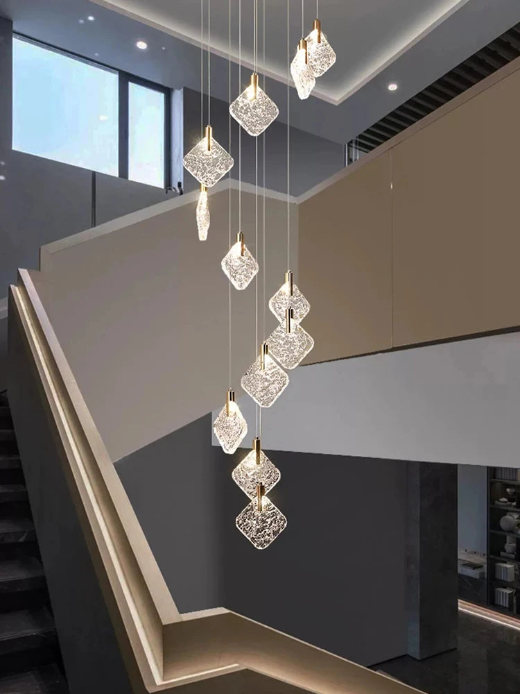 New Crystal Living Room Ceiling Pendant Light Home Decoration Staircase Duplex Pendant Light Restaurant Bedroom Hanging Lighting