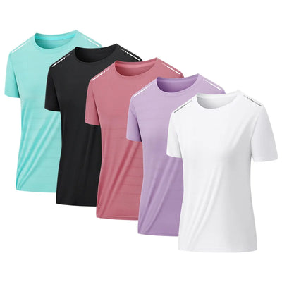 Women's Mesh Summer T-Shirt Outdoor Jogging Reflective Strip Breathable Short Sleeves Women Fitness Elastic Sports T-Shirt
