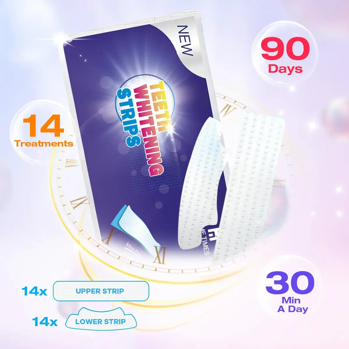 Teeth Whitening Kit - 5X LED Light Tooth Whitener, Mouth Trays, 3 Remineralizing Gel and 56 Teeth Whitening Strips