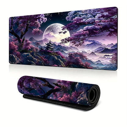 Japanese Cherry Blossom Wave Mouse Pad Purple Gaming XL Home New HD Mousepad XXL Non-Slip Office Keyboard Carpet Laptop Mice Mat