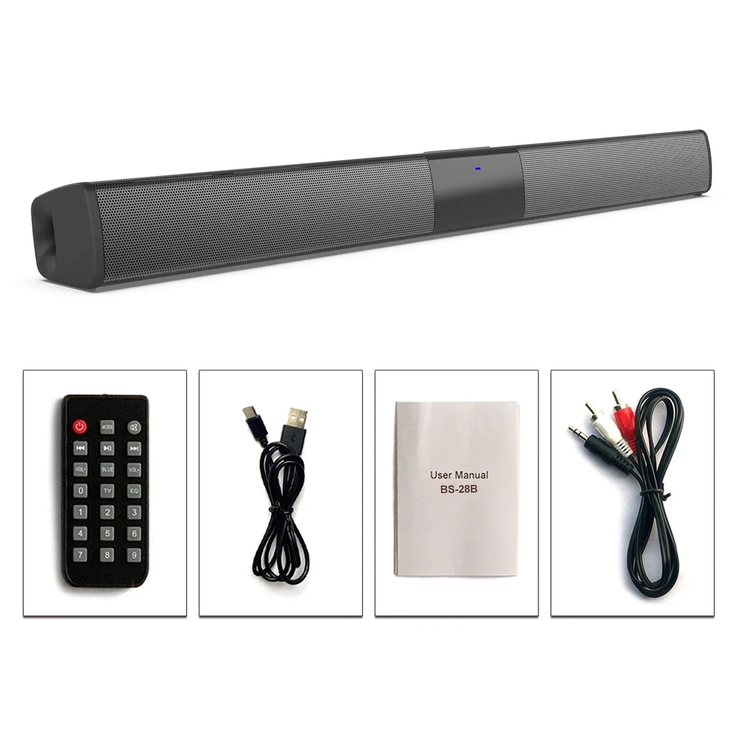 XIKCU Soundbar Speakers Bluetooth 5.3 Stereo Soundbar Surround Sound Home Cinema with Remote Control Support RCA AUX TF-Card