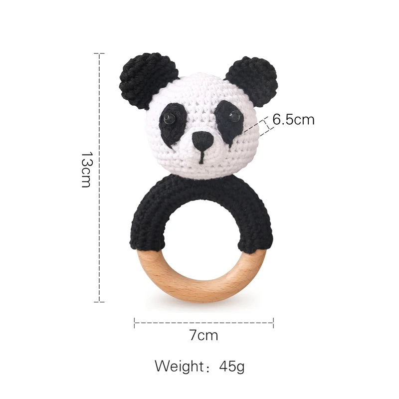 1pc Baby Rattles Crochet Flower Rattle Toy Wood Ring Baby Teether Rodent Infant Gym Mobile Rattles Newborn Educational Toys Gift