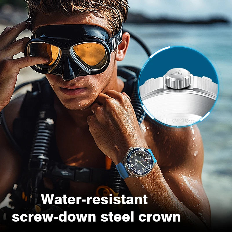 NORTH EDGE TRITON Solar Powered Dive Watch Men Luxury Quartz Watches For Men 316L Stainless Steel Case Waterproof 300M