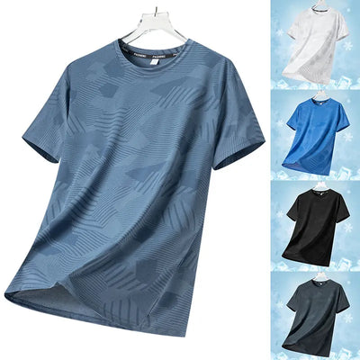 Male Running T-shirt Summer Breathable Wear-Resistant Fitness Sports T-shirt Outdoor Lightweight Jogging Gym Training Sportswear