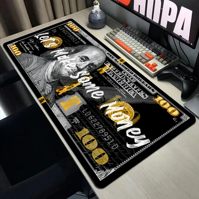 Large Mouse Pad Money Pattern Desk Pad Funny Design Art Mousepad With Non-Slip Rubber Base Stitched Edge Deskpad for Work 30x60