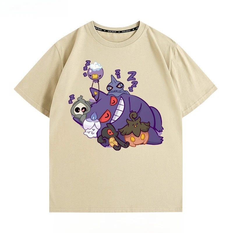 Pokémon Peripheral Clothes Gengar Cartoon Couple Wear Short-sleeved Top Men and Women Summer Animation Peripheral Joint T-shirt