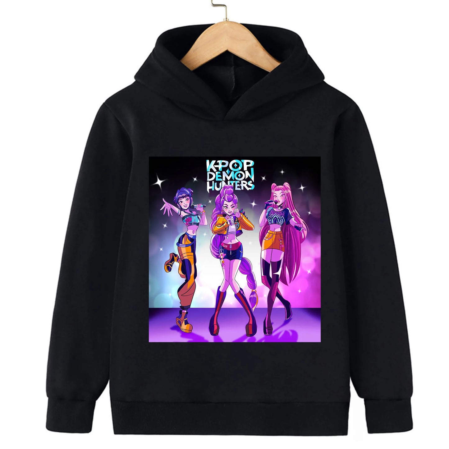 2025 KPop Demon Hunter Cartoon Girls Boy Hooded Sweatshirt Warm Children's Korean Wave Fashion Casual Tops Casual Girls Clothing