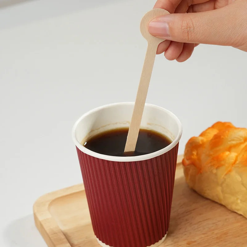 100pcs Coffee Stir Sticks Disposable Wooden Coffee Stirrers Hot Cold Drinking Stir Beverage Sticks for Milk Beverage Mixing