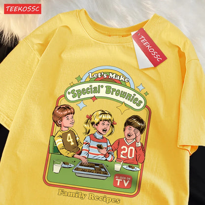 Let’S Make Brownies Family Recipes T Shirt Men Women Cotton Clothes Loose Casual Tshirt Loose Breathable Street Tees Couple