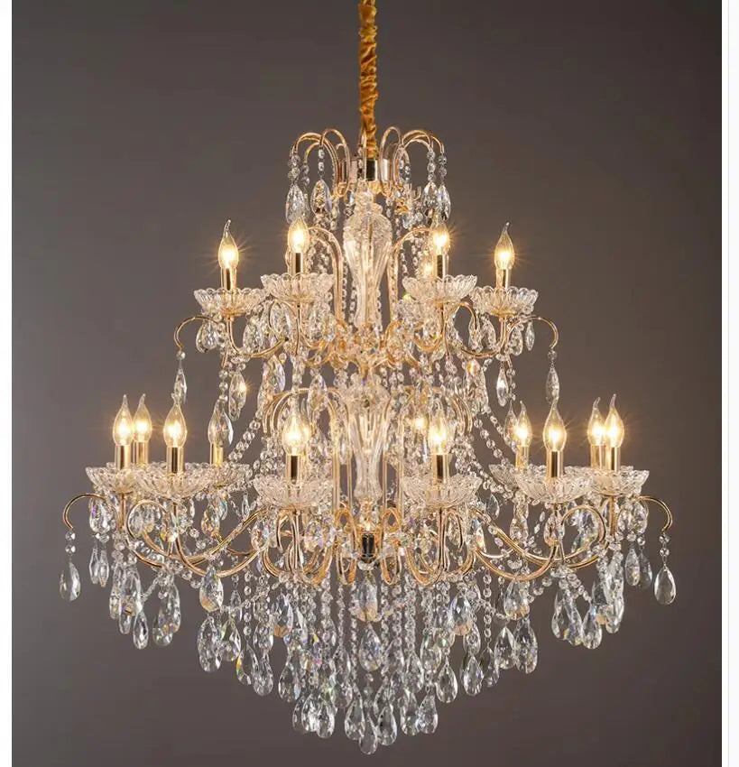 Modern Crystal Chandelier Hanging Light Candle Style Crystal Lighting Living Room Bedroom Lobby Lustres Fixtures Home Decoration
