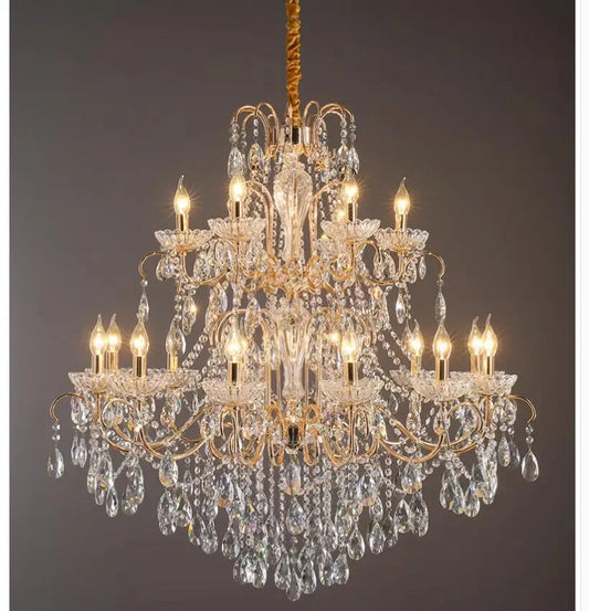 Modern Crystal Chandelier Hanging Light Candle Style Crystal Lighting Living Room Bedroom Lobby Lustres Fixtures Home Decoration