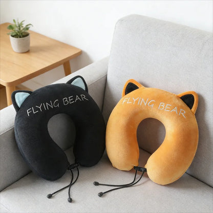 Memory Cotton U Shaped Neck Pillow Cartoon Slow Rebound Portable Travel Airplane Office Nap Use
